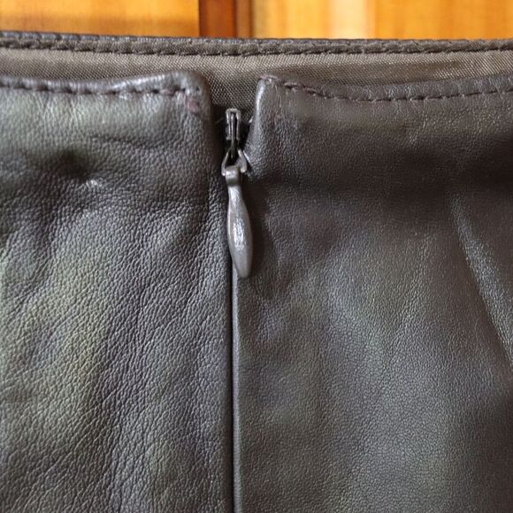 Kay Unger Black Leather Mini Skirt 10 Gothic Corporate Goth - Picture 6 of 10